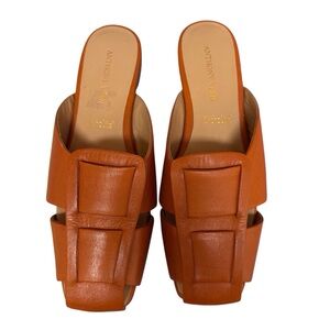 Anthony Veer Leather Woven MIA Mules Cognac Size 7 Shoes